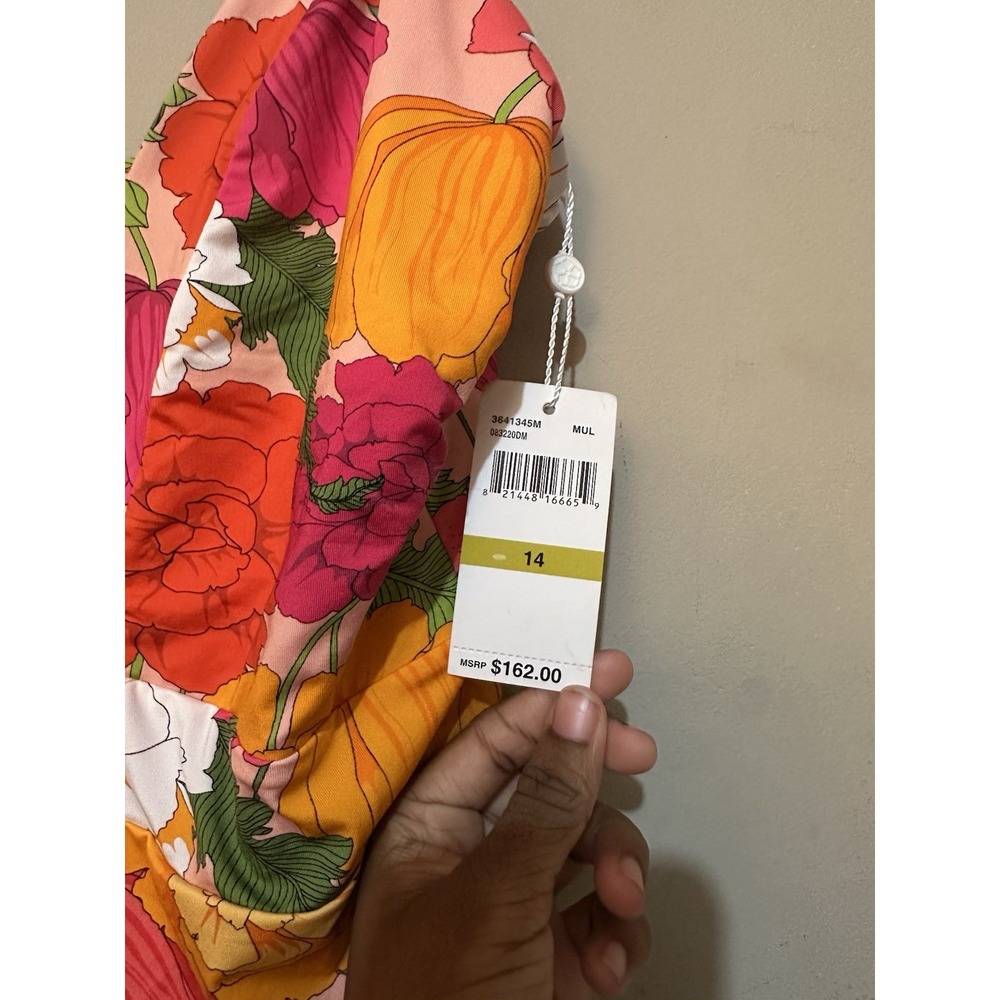NWT Trina Turk Sunny Bloom Plunge One Piece Swimsuit Floral Size 14 - Picture 3 of 5